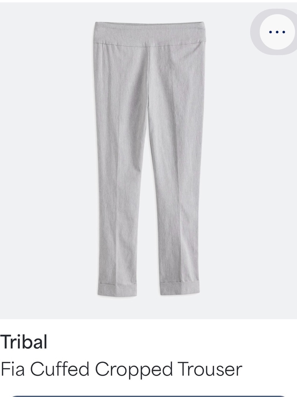 Tribal Light Gray Cuffed Cropped Pants